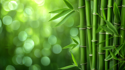 Wall Mural - bamboo leaves. the sun is shining through the leaves. leaves are green and lush.