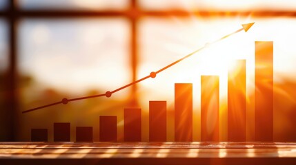 Poster - A glowing bar graph symbolizing growth and success against a warm, sunlit background.