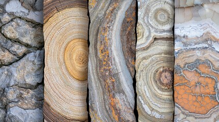 Poster - A macro view of tree rings with cracks and textures, showing age and growth patterns.