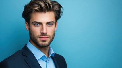 Poster - A minimal blue background with subtle bokeh, ideal for portrait photography