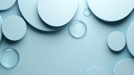 Poster - A minimalist blue abstract background with overlapping circular elements and smooth gradients