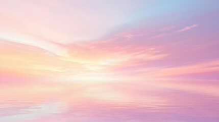 Aufkleber - A minimalist landscape featuring a gradient sunset sky over a calm and reflective lake