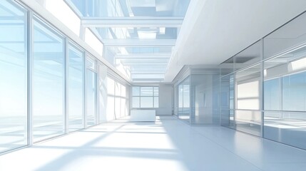 Poster - A modern 3D home design with glass windows and a sleek rooftop.