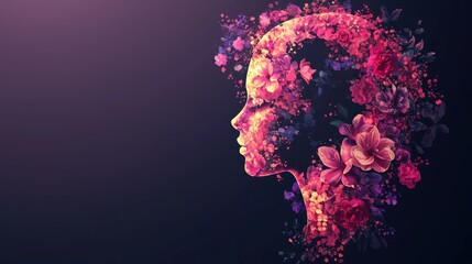 Poster - A modern International Womenâ€™s Day symbol incorporating the female symbol and floral elements.