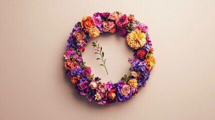 Poster - A modern International Womenâ€™s Day symbol incorporating the female symbol and floral elements.
