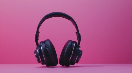 Poster - A modern podcast setup featuring wireless headphones and a sleek microphone.