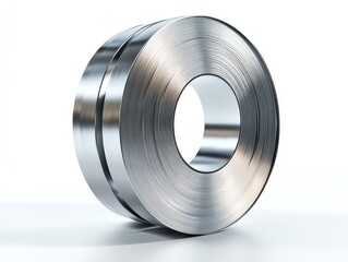 Poster - High-Quality Close-Up View of a Shiny Steel Roll with Glossy Surface and Circular Shape, Ideal for Industrial and Manufacturing Contexts