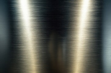 Poster - High-Resolution Close-Up of Smooth Metallic Surface with Subtle Brush Stroke Patterns Highlighting Reflections and Light Play