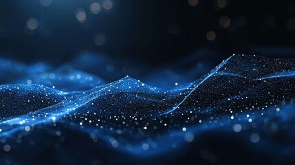 Poster - A navy blue background with faint star-like dots, creating a celestial feel.