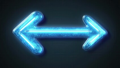 Poster - Illuminated Neon Blue Arrow Icons Pointing Left and Right on Dark Background for Design and Creative Projects