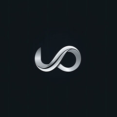 Fototapete - Metallic infinity symbol reflecting light against a dark, solid background