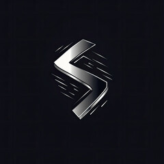 Fototapete - Metallic Letter Ascending with Speed Lines in Dark, Gradient Background