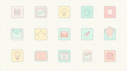 Poster - A pastel-colored thin icon set, perfect for adding a subtle and modern touch to business designs.