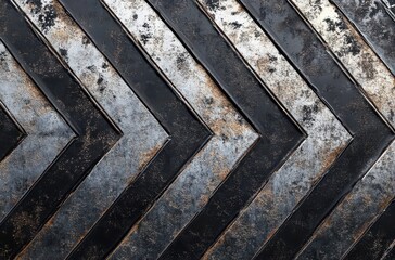 Poster - Industrial Chevron Pattern with Rusty Metal Texture Background for Design and Texture Applications in Creative Projects and Advertising Campaigns