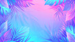 © amirfaoezan - Vibrant tropical leaves frame a soft neon gradient background in purple, blue, and pink, creating a fresh and modern feel Ideal for graphic design or digital art.
