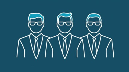 Poster - A professional icon set in a thin-line style, focusing on business themes like leadership and innovation.