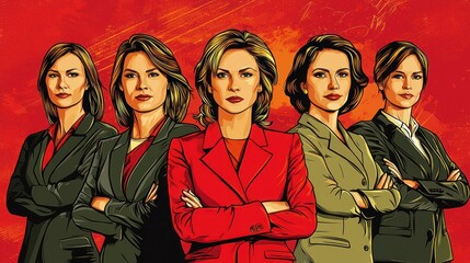 Poster - A professional International Womenâ€™s Day Russia illustration featuring women in leadership positions.