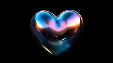 Poster - A realistic 3D heart shape with a glossy, reflective texture.