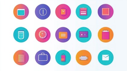 Poster - A scalable vector set of circular business icons in a vibrant color palette, perfect for presentations