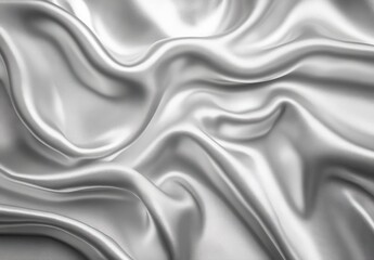 Poster - Luxurious Silky White Fabric with Graceful Drapes and Elegant Waves Perfect for Textiles, Fashion, Interior Design, and Product Backgrounds
