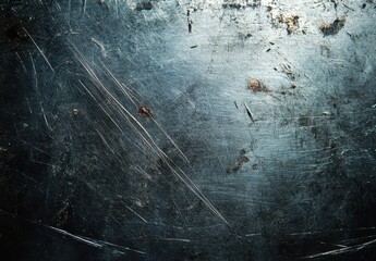Poster - Metallic Surface with Scratches and Patina Showing Texture and Depth Ideal for Backgrounds or Industrial Themes in Creative Projects