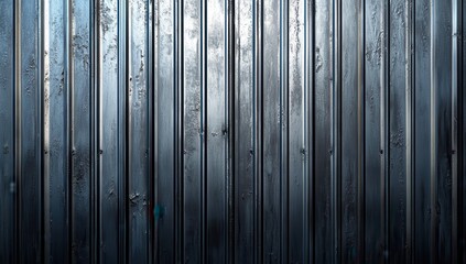 Poster - Metallic Texture with Vertical Panels on a Corroded Surface under Soft Lighting for Industrial and Architectural Backgrounds