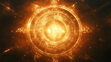 Wall Mural - glowing ancient mystical runes symbols