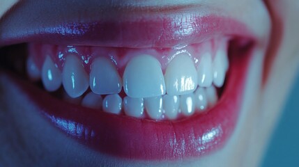 Poster - Bright and healthy smile with perfect teeth and inviting background for dental awareness promotion Generative AI