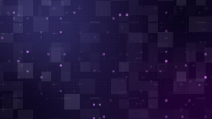 Abstract Purple Digital Background Technology Squares Network Design Pattern Pixel Art Graphic - Animated Backgrounds - 4K Quality