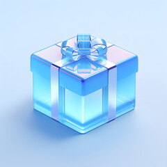 Aufkleber - Digital technology 3D blue and white transparent glass gift box icon