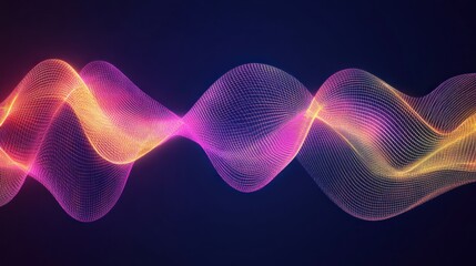 Wall Mural - abstract minimalist bold neon waves illustration on dark background