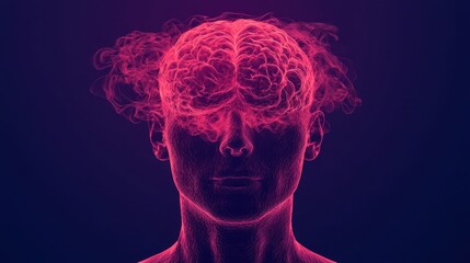 Poster - A vibrant, artistic representation of a brain emitting vapor, symbolizing creativity, thought, and mental processes.