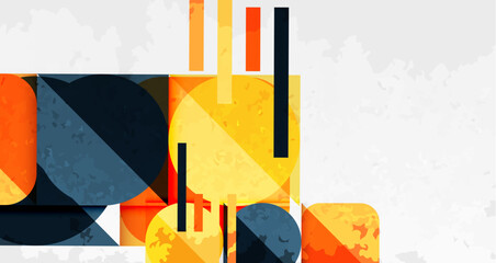 Poster - Squares, circles and triangles and grainy noisy texture. Vector Illustration For Wallpaper, Banner, Background, Card, Book Illustration, landing page