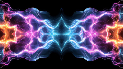 Poster - Dynamic light waves abstract art digital creation colorful energy patterns dark background symmetrical view visual concept