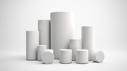 Poster - Close-up view of a bunch of white cylinders stacked together showcasing their smooth texture and uniform dimensions