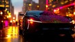 © Oat_Photo - Futuristic Electric Car  City Night  AI Design  Dynamic Headlights