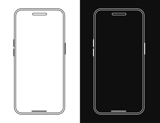 Poster - Mobile phone mockup vector illustration. Smartphone outline. Phone mockup wireframe template