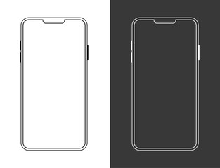 Poster - Mobile phone mockup vector illustration. Smartphone outline. Phone mockup wireframe template