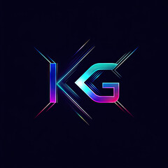 Fototapete - Neon initials shining with motion lines against a dark, minimalist backdrop