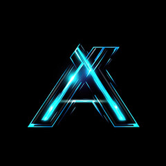 Fototapete - Neon letter A gleams against a dark backdrop