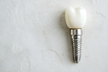 Aufkleber - High quality dental implant featuring detailed metal texture on a smooth white surface with ample space for text Generative AI
