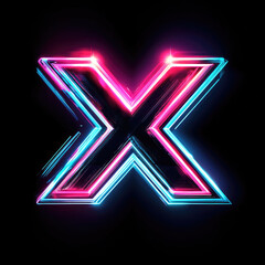Fototapete - Neon X Glowing character radiates vibrant colors on a stark dark background