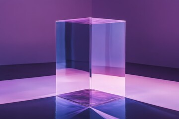 Fototapete - A transparent glass block stands in an interior space