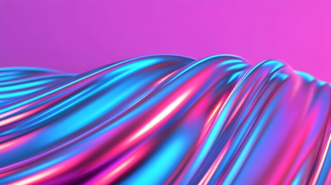 Abstract Iridescent Fabric Swirls Blue Pink Purple Gradient
