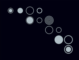 Poster - South Georgia and the Islands, shape of the country built of colored cells. Digital style map of the South Georgia and the Islands on dark background. Small size circle blocks.