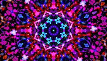 Poster - A high resolution digital fractal stock photo featuring intricate patterns of geometric shapes in vibrant colors, creating a mesmerizing and hypnotic visual experience.