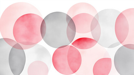 Poster - Watercolor pink and grey overlapping bubbles creating abstract background