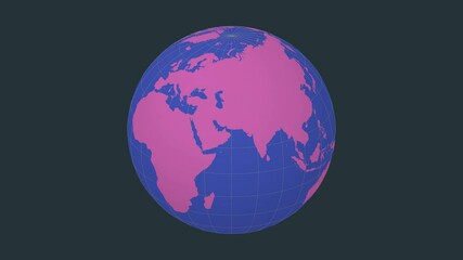Poster - Rotating globe. Slanted sphere view. Moderate speed planet rotation. Solid color style.