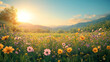 © LOPH Studio - Colorful wildflowers in a meadow at sunrise, with golden light bathing the landscape.