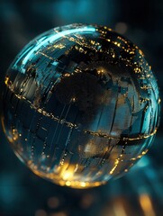 Poster - Futuristic globe design showcasing diplomacy with glowing highlights in an elegant composition Generative AI